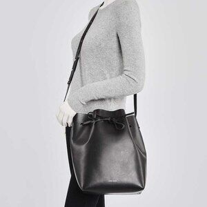 Mansur Gavriel Black/Royal Vegetable Leather Large Bucket Bag